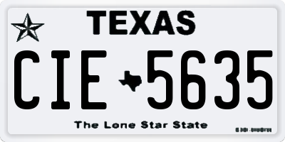 TX license plate CIE5635