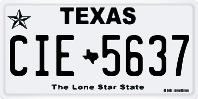 TX license plate CIE5637