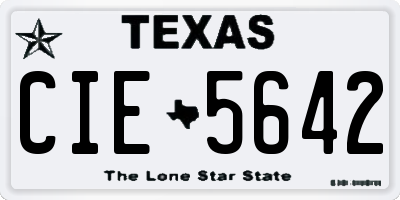 TX license plate CIE5642