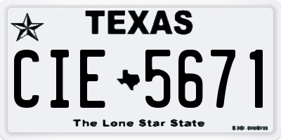 TX license plate CIE5671