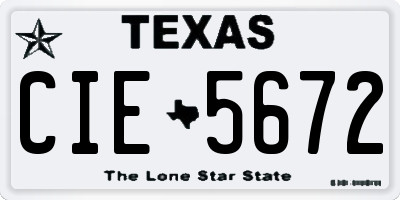 TX license plate CIE5672