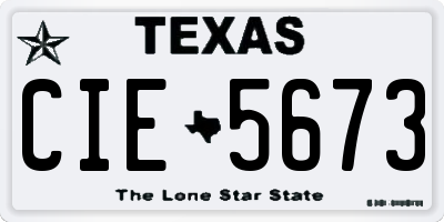 TX license plate CIE5673