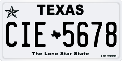 TX license plate CIE5678