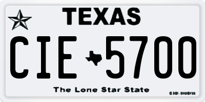TX license plate CIE5700