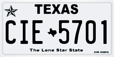 TX license plate CIE5701