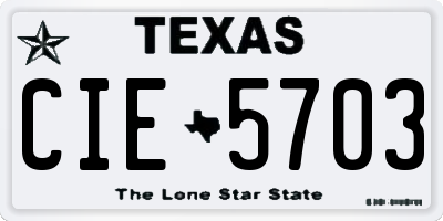 TX license plate CIE5703