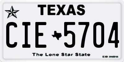 TX license plate CIE5704