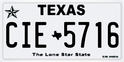 TX license plate CIE5716