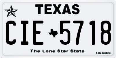 TX license plate CIE5718
