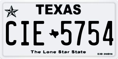 TX license plate CIE5754