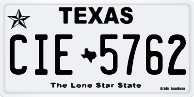 TX license plate CIE5762