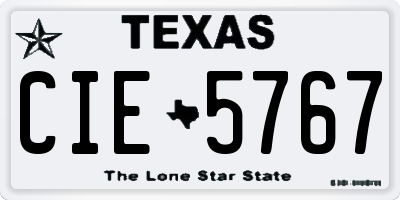 TX license plate CIE5767