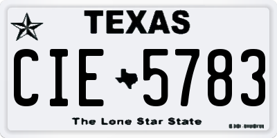 TX license plate CIE5783