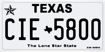 TX license plate CIE5800