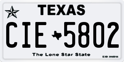 TX license plate CIE5802