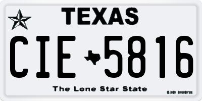 TX license plate CIE5816