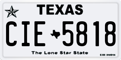 TX license plate CIE5818