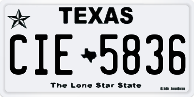 TX license plate CIE5836