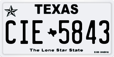 TX license plate CIE5843