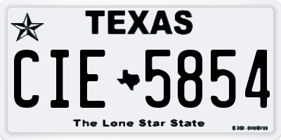 TX license plate CIE5854