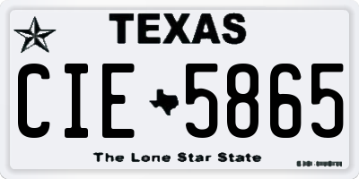 TX license plate CIE5865