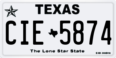 TX license plate CIE5874