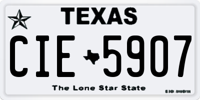 TX license plate CIE5907