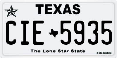 TX license plate CIE5935