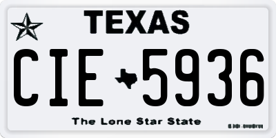 TX license plate CIE5936