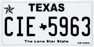 TX license plate CIE5963