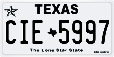 TX license plate CIE5997