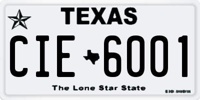 TX license plate CIE6001