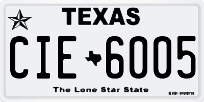 TX license plate CIE6005