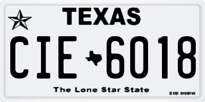 TX license plate CIE6018