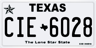 TX license plate CIE6028