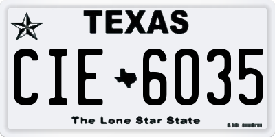 TX license plate CIE6035