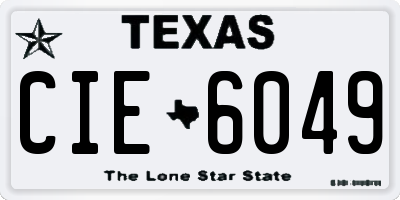 TX license plate CIE6049