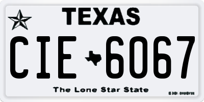 TX license plate CIE6067