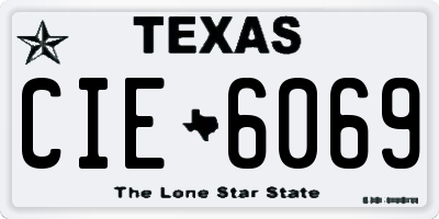 TX license plate CIE6069