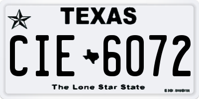 TX license plate CIE6072