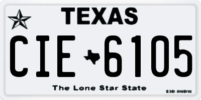 TX license plate CIE6105
