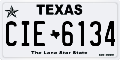 TX license plate CIE6134
