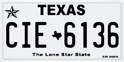 TX license plate CIE6136