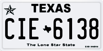 TX license plate CIE6138