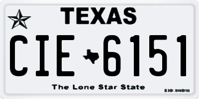 TX license plate CIE6151