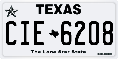 TX license plate CIE6208