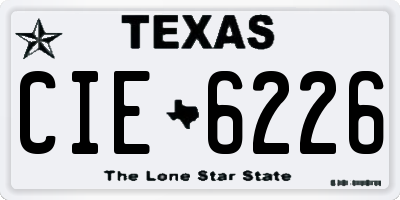 TX license plate CIE6226