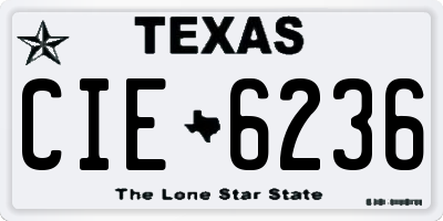 TX license plate CIE6236