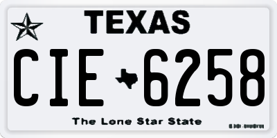 TX license plate CIE6258