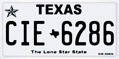 TX license plate CIE6286